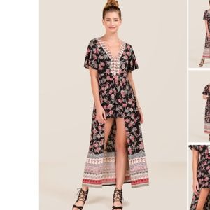 Daisha Floral Border Maxi Romper